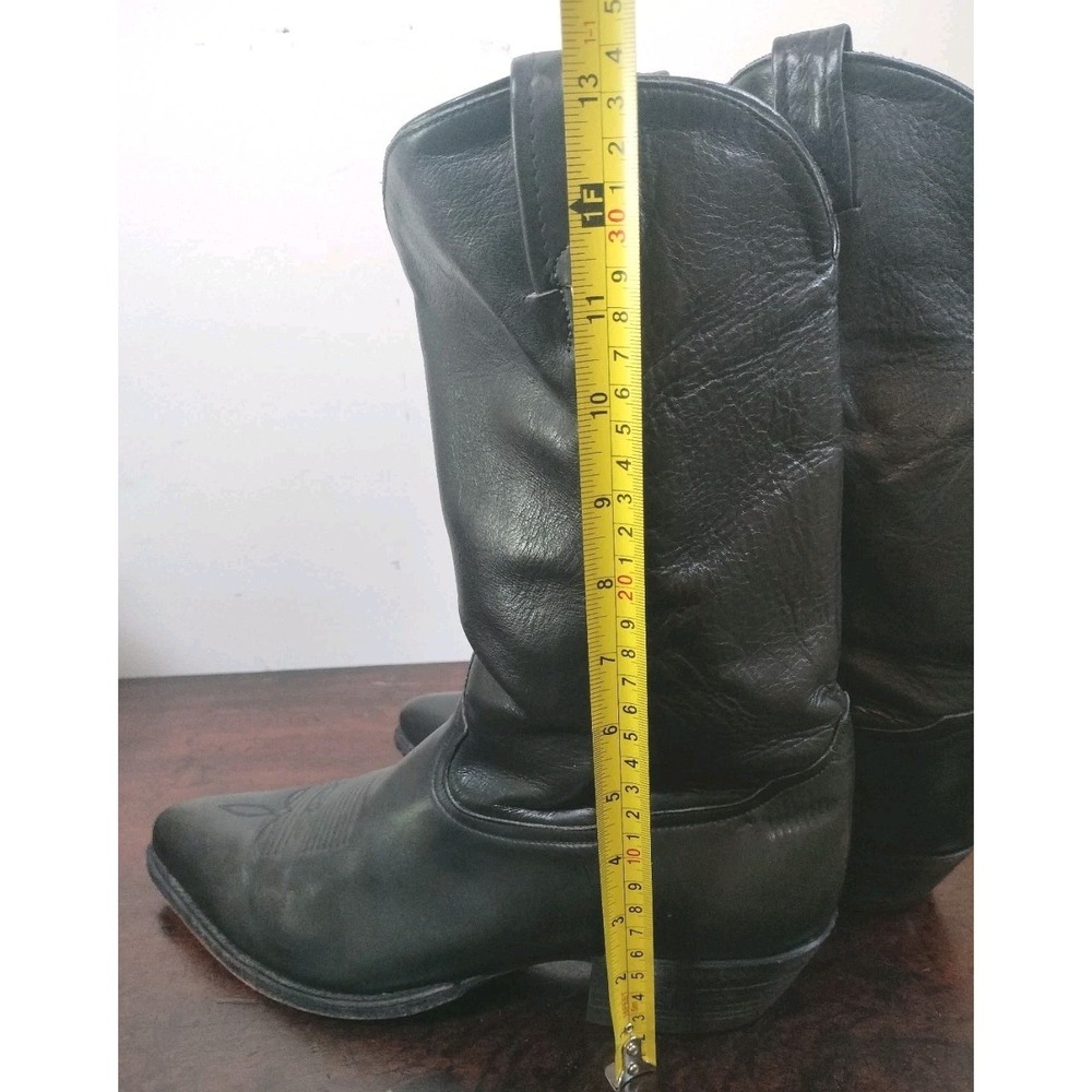 Tony Lama Black Leather Western Cowboy Boots Men's 12 D Vintage 6158 - Picture 14 of 16